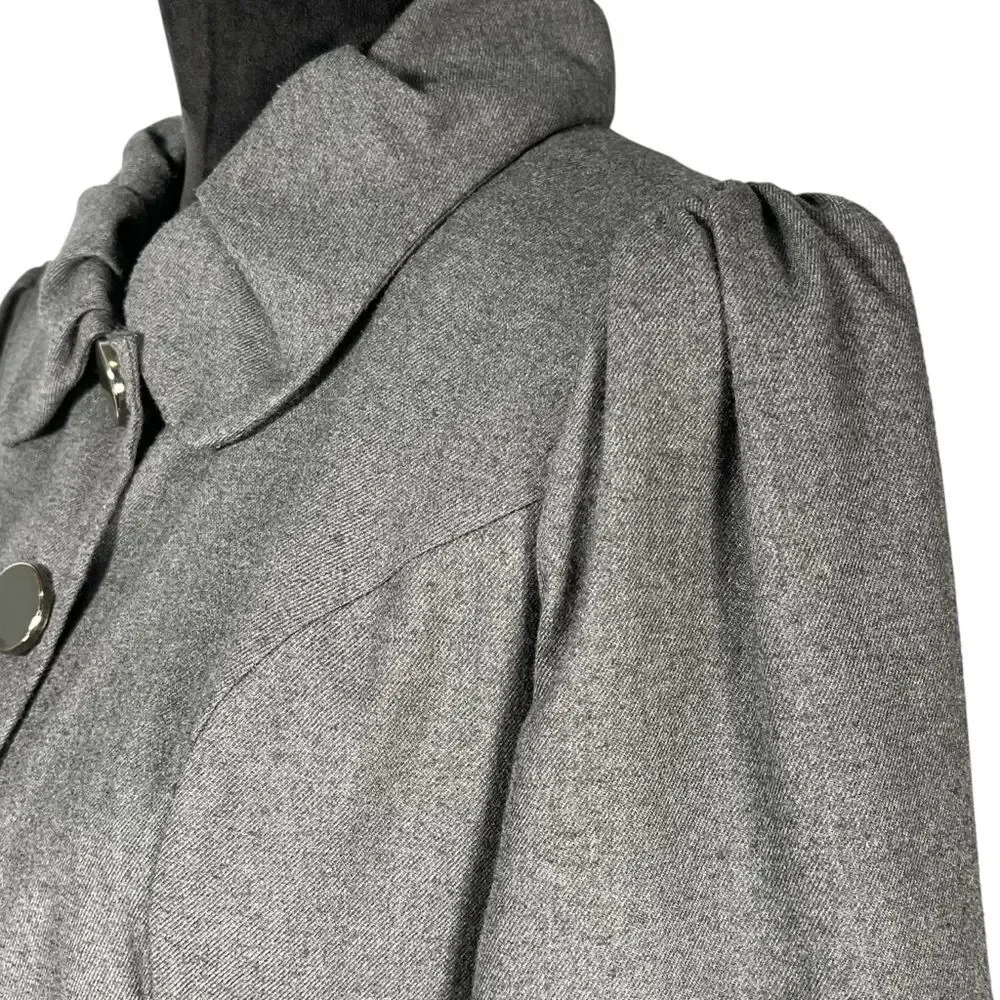 Forever 21 Gray Jacket Fit Flare Coat Steampunk Whimsygoth Puff Balloon Sleeve
